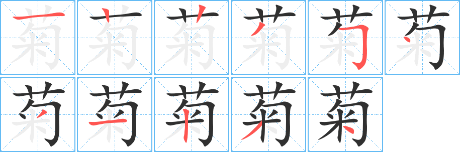 菊的笔顺分步演示图