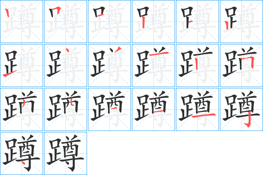 蹲的笔顺分步演示图